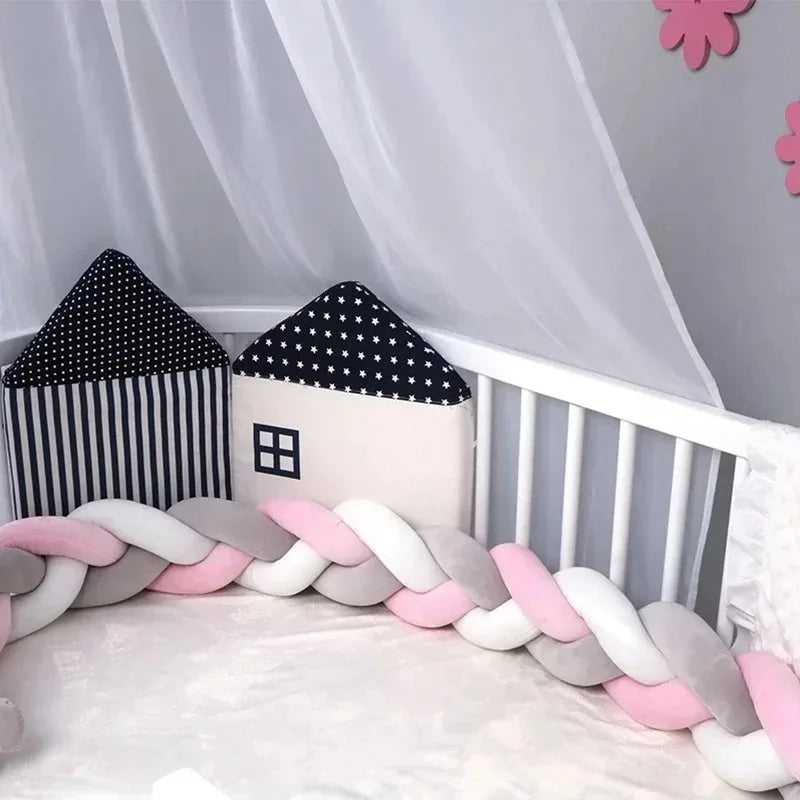 Baby Bumper Bed Braid Knot Pillow