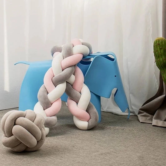 Baby Bumper Bed Braid Knot Pillow