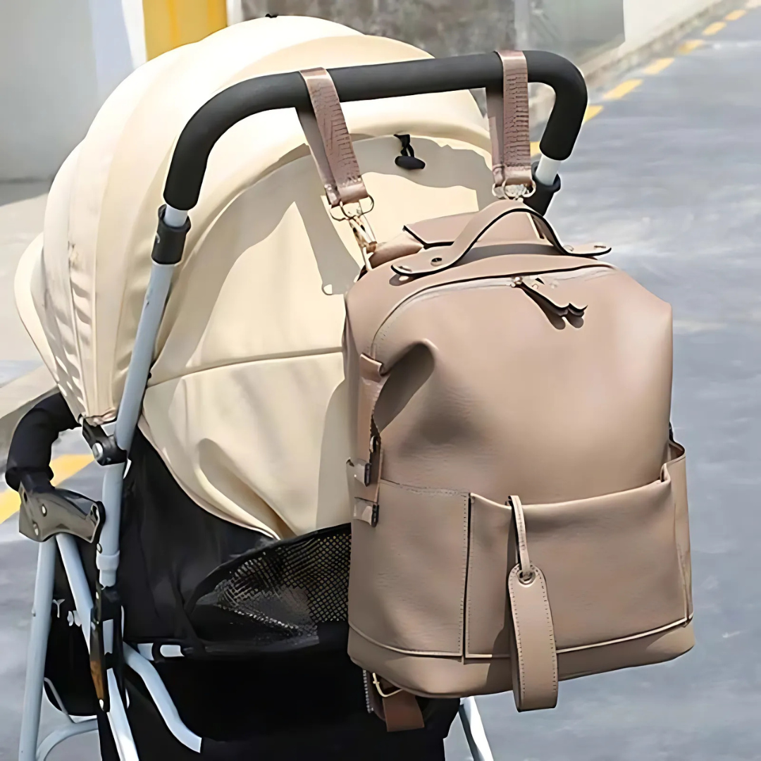 Travel-Friendly Large Capacity Leather Diaper Bag